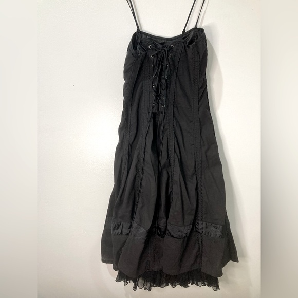 Ariella gently used black lace up side zip dress. - Picture 1 of 5